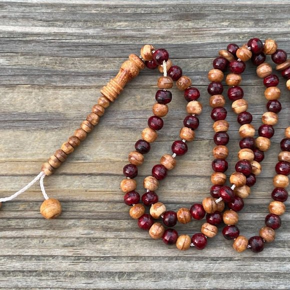 Set of 3 Pray Beads Handmade Tasbeeh Brown Real Wood Beads Tasbeh lot of 3 - Picture 5 of 6